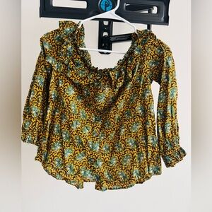 J. Crew Green and Yellow Floral Top
